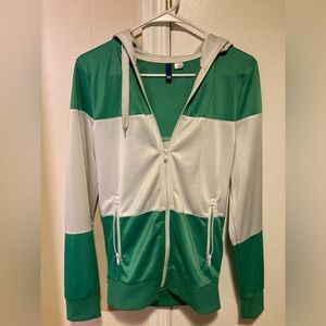 Green & White Zip up